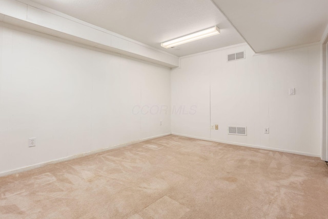 carpeted empty room with crown molding