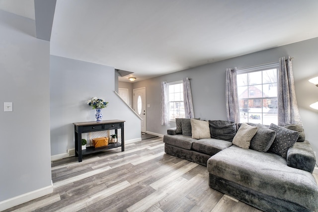 living room featuring light hardwood / wood-style flooring