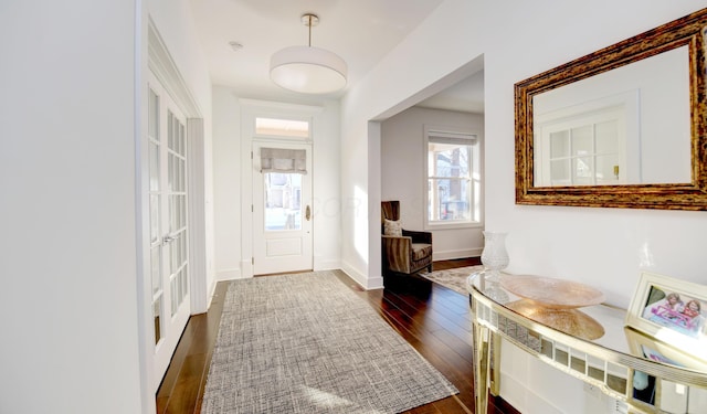 foyer featuring dark hardwood / wood-style floors