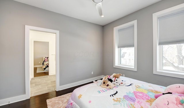 bedroom featuring ceiling fan