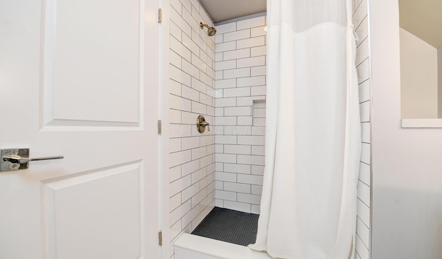 bathroom featuring a shower with curtain