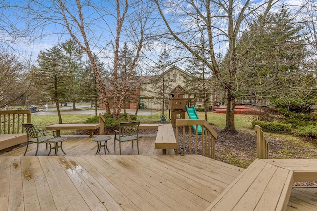 wooden terrace with playground community