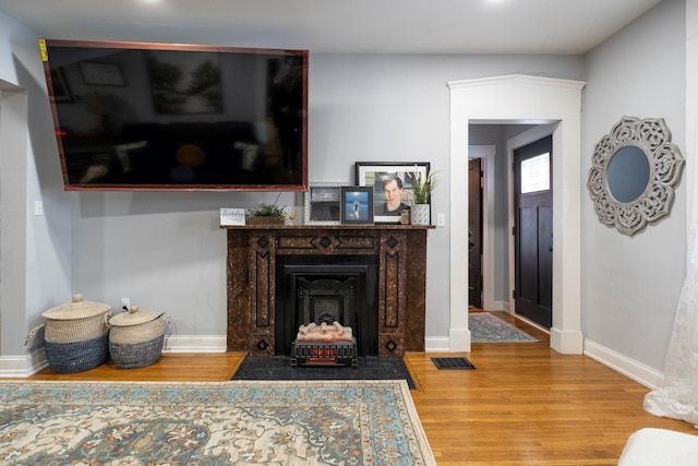 living room featuring hardwood / wood-style flooring