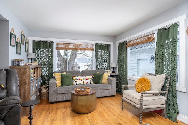 living room featuring light hardwood / wood-style floors