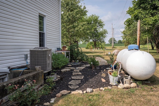 view of yard featuring central AC