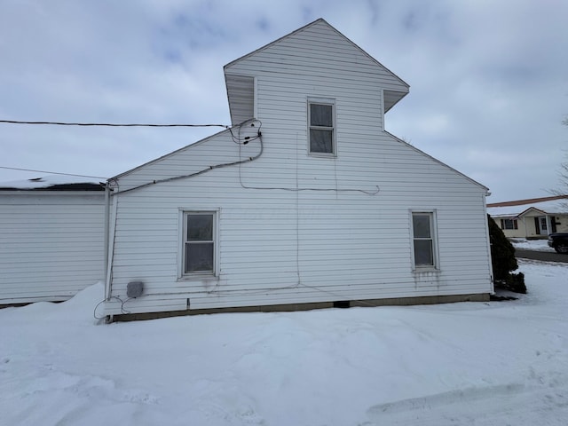 view of snow covered exterior