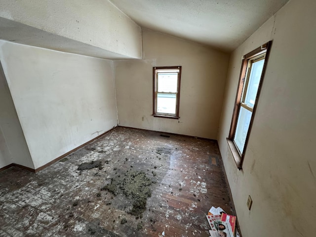 spare room with lofted ceiling