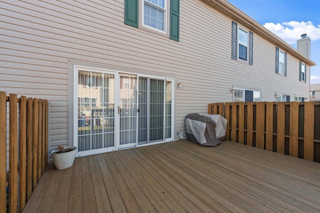 deck featuring area for grilling