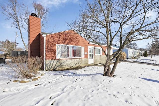 view of snow covered exterior