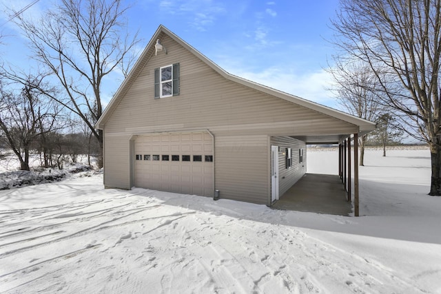 view of snow covered property