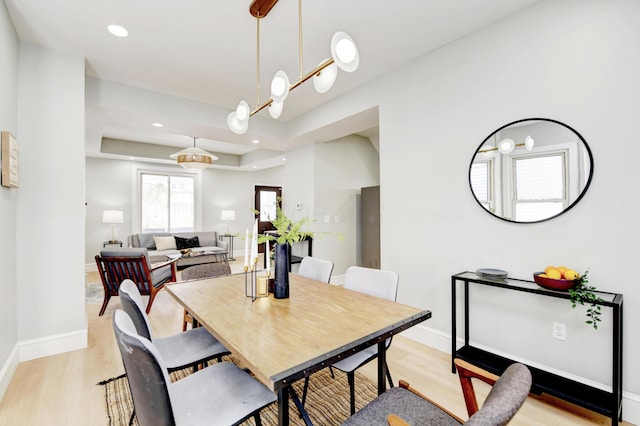 dining room with light hardwood / wood-style flooring