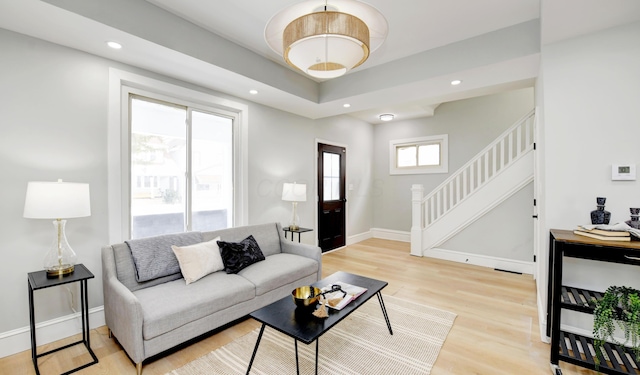 living room with hardwood / wood-style flooring