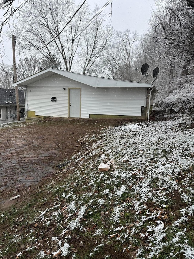 view of snow covered structure