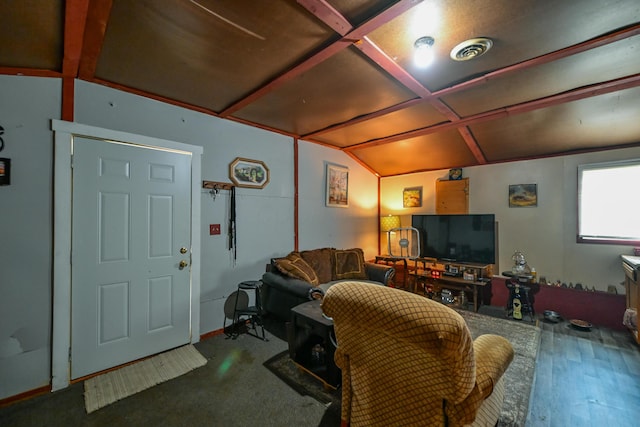 18 N Ave, Glouster, OH 45732 - living room featuring vaulted ceiling and wood finished floors