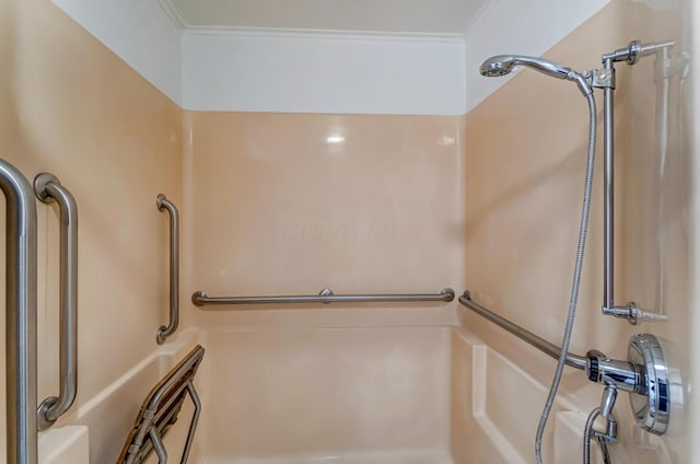 bathroom with crown molding