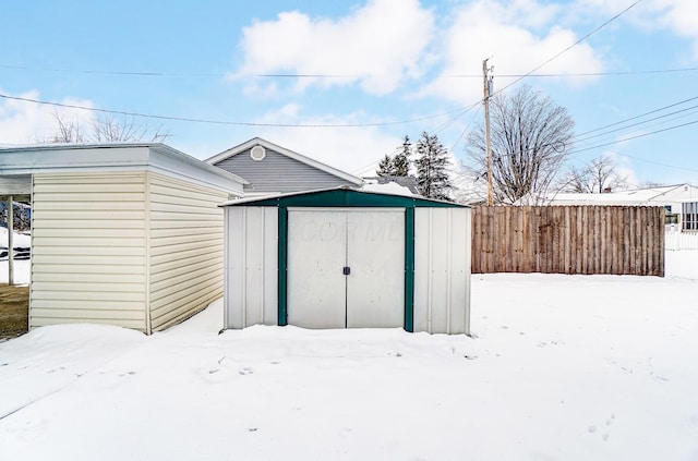 view of snow covered structure