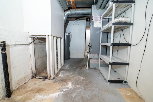 basement with electric water heater