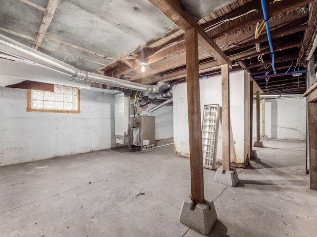 basement with heating unit