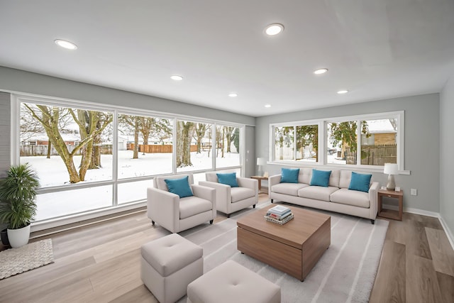 living room featuring light hardwood / wood-style floors