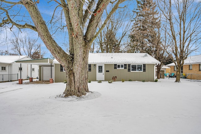 view of snow covered property