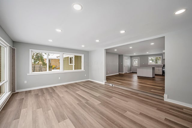 unfurnished living room featuring light hardwood / wood-style flooring