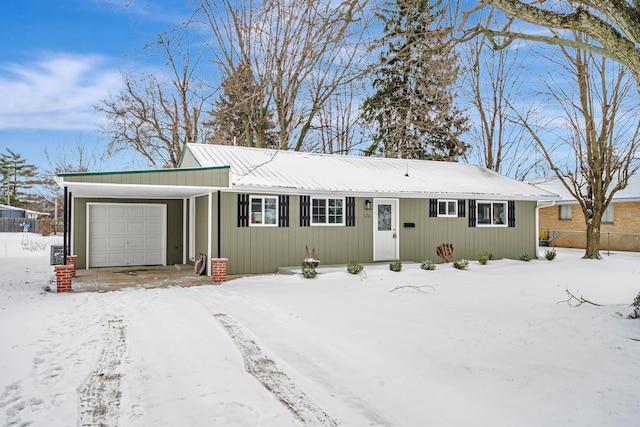 single story home with a garage