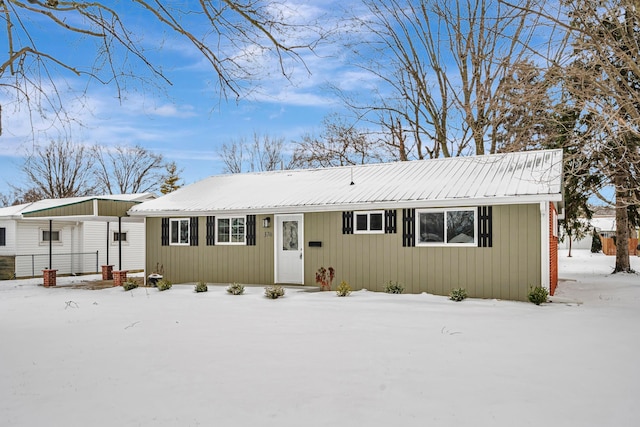 view of single story home