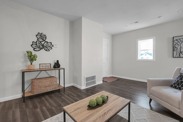 living room featuring dark hardwood / wood-style flooring