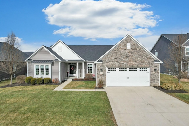 view of front of home with a garage and a front yard