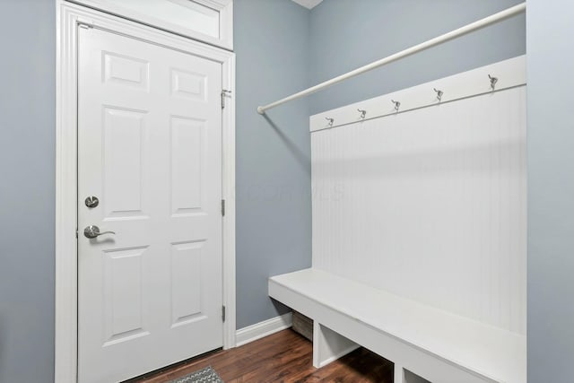 mudroom with dark wood-type flooring