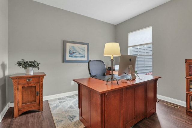 office featuring dark wood-type flooring