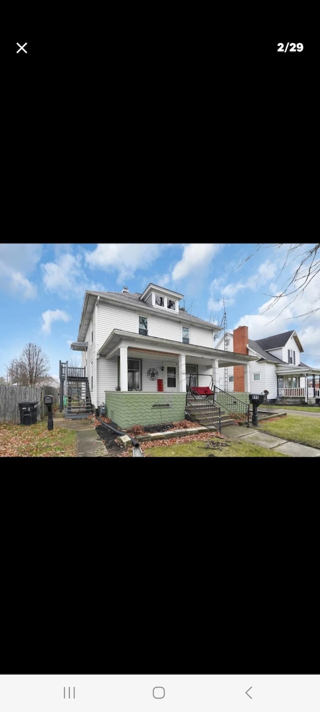 view of front of home featuring covered porch