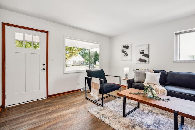 living room featuring hardwood / wood-style floors