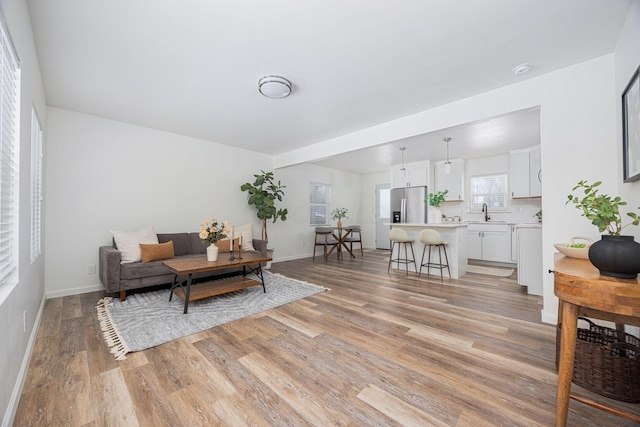 living room featuring light hardwood / wood-style floors