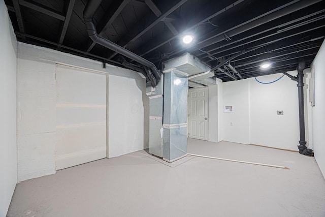 basement with heating unit