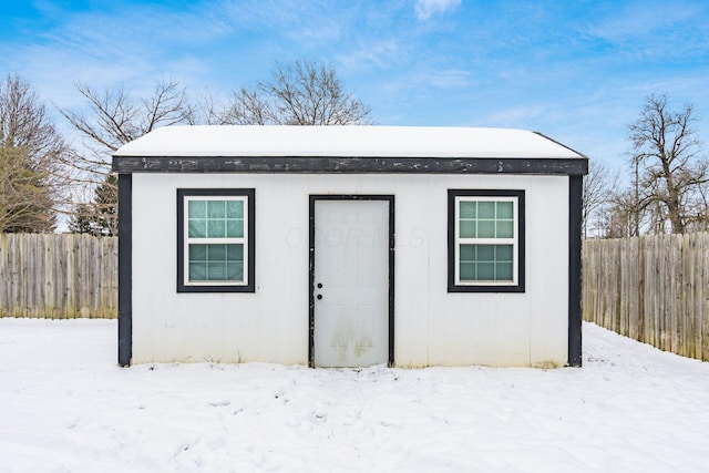 view of snow covered structure