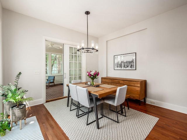 dining room featuring dark wood-type flooring