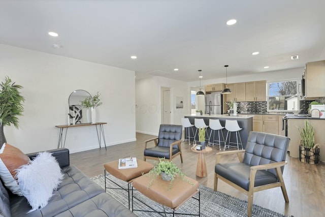 living room featuring hardwood / wood-style flooring