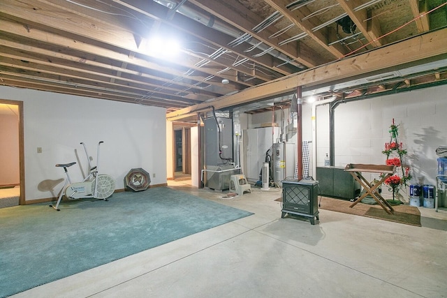 basement featuring heating unit