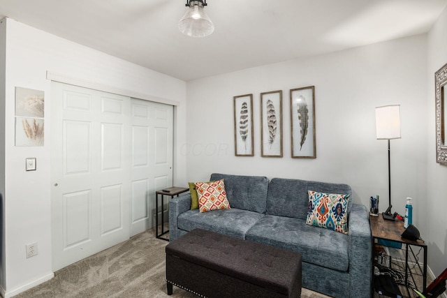 living room featuring carpet