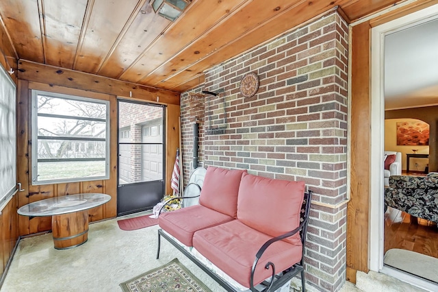 sunroom / solarium with wood ceiling