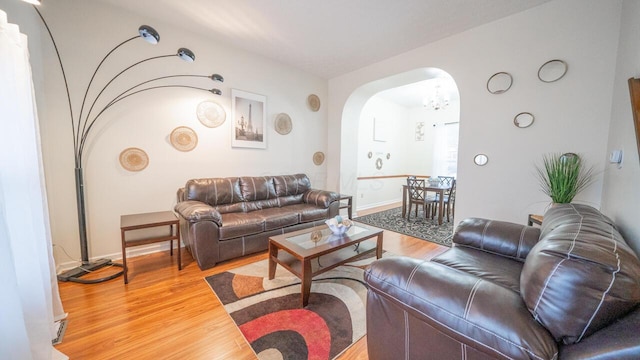 living room featuring hardwood / wood-style floors