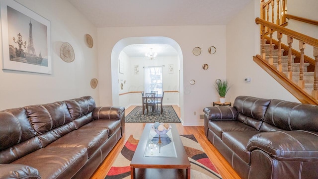 living room featuring light hardwood / wood-style floors