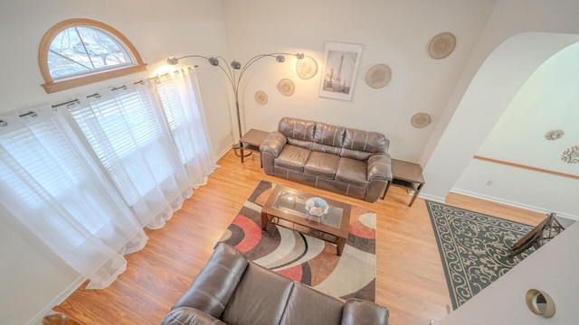 living room featuring light wood-type flooring