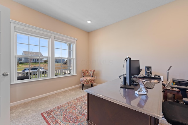 office with light colored carpet