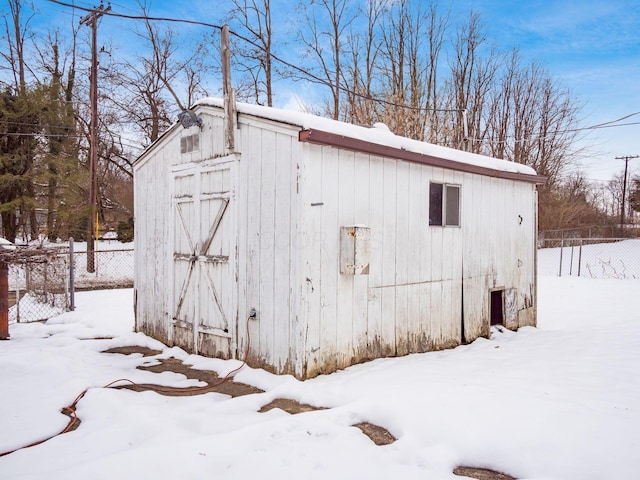 view of snow covered structure