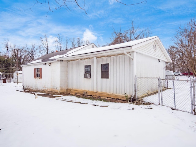 view of snow covered exterior