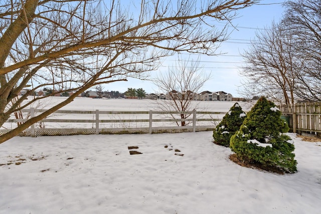 view of yard layered in snow