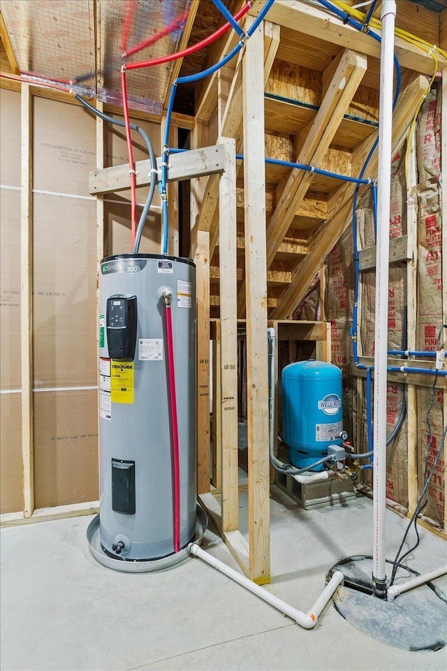 utility room with water heater