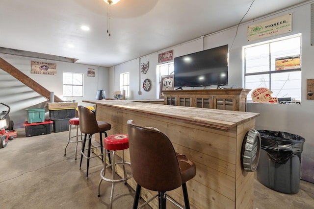 bar with wooden counters